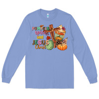 Colony Blue Pumpkin spice and Jesus christ Long Sleeve Tee - NancyCooperArtShop