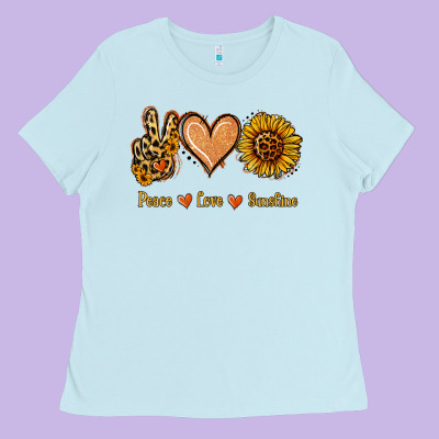 Peace Love Sunshine Ladies Tee Designed By Jasminsmagicworld