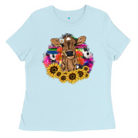 Baby Cow Flower Ladies Tee | Teevron