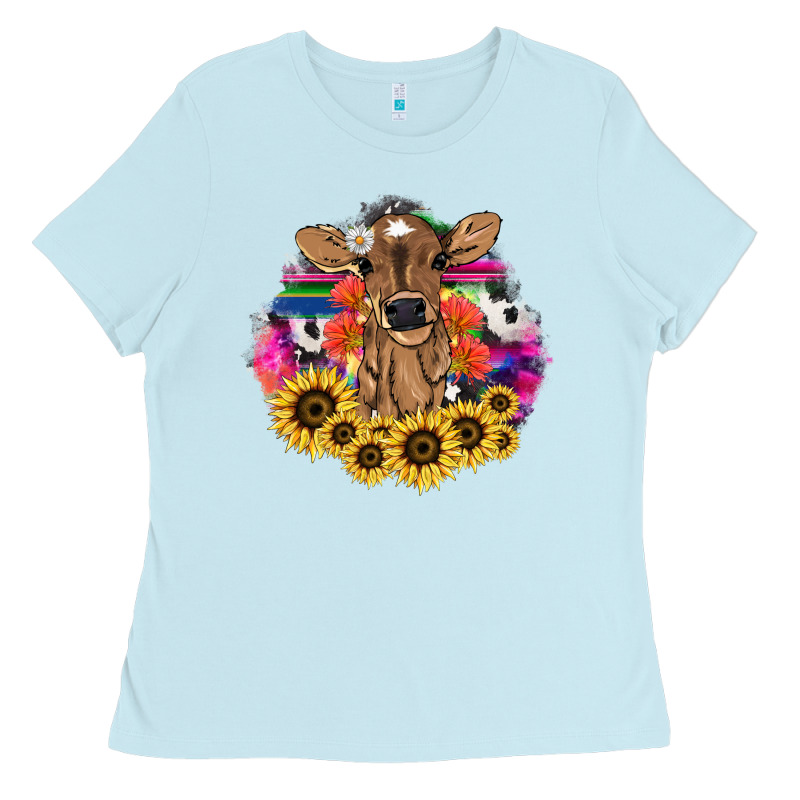 Baby Cow Flower Ladies Tee by NancyCooperArtShop | Teevron