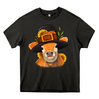 Asphalt Thanksgiving Cow Heavy Core Tee - NancyCooperArtShop
