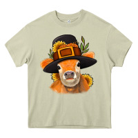 Mossy Thanksgiving Cow Heavy Core Tee - NancyCooperArtShop