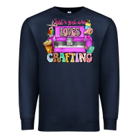 Navy Just A Girl Who Loves Crafting Premium Sweatshirt - CowhideDigitalArt