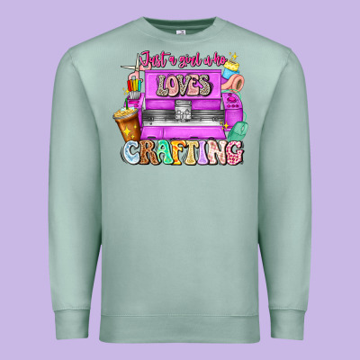 Just A Girl Who Loves Crafting Premium Sweatshirt Designed By Cowhidedigitalart