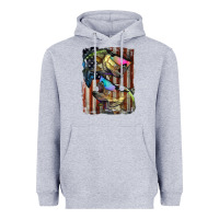 Heather Grey American Flag With Bass Fish Heavyweight Hoodie - LillyAllenDesigns