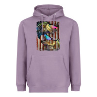 Lavender American Flag With Bass Fish Heavyweight Hoodie - LillyAllenDesigns