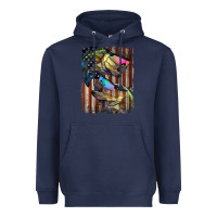 Navy American Flag With Bass Fish Heavyweight Hoodie - LillyAllenDesigns