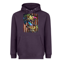 Plum American Flag With Bass Fish Heavyweight Hoodie - LillyAllenDesigns
