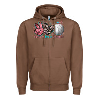 Chestnut Peace Love Volleyball Zipper Hoodie - FaDigitalArtStudio