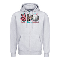 Heather Grey Peace Love Volleyball Zipper Hoodie - FaDigitalArtStudio