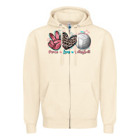 Sandshell Peace Love Volleyball Zipper Hoodie - FaDigitalArtStudio