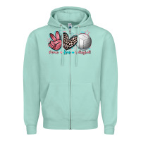 Seafoam Peace Love Volleyball Zipper Hoodie - FaDigitalArtStudio