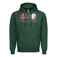 Sports Green Peace Love Volleyball Zipper Hoodie - FaDigitalArtStudio