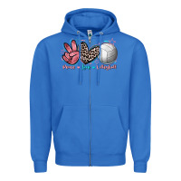 True Royal Peace Love Volleyball Zipper Hoodie - FaDigitalArtStudio