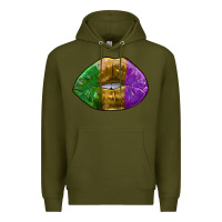 Army Green mardi gras kiss Premium Hoodie - RanaPortraitStore