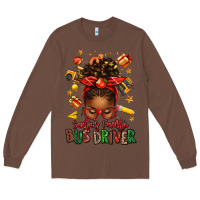 Chestnut santas favorite school bus driver afro messy bun Long Sleeve Tee - texasbilliewilder