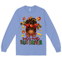 Colony Blue santas favorite school bus driver afro messy bun Long Sleeve Tee - texasbilliewilder