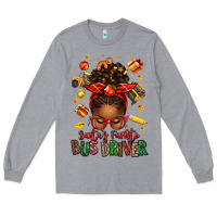 Heather Grey santas favorite school bus driver afro messy bun Long Sleeve Tee - texasbilliewilder