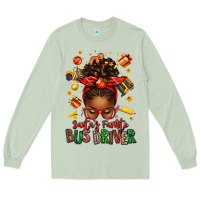 Santas Favorite School Bus Driver Afro Messy Bun Long Sleeve Tee | Teevron