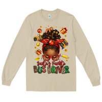 Mushroom santas favorite school bus driver afro messy bun Long Sleeve Tee - texasbilliewilder