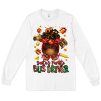 White santas favorite school bus driver afro messy bun Long Sleeve Tee - texasbilliewilder