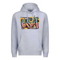 Heather Grey USA 4th of July Premium Hoodie - FaDigitalArtStudio