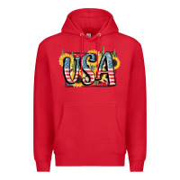 Red USA 4th of July Premium Hoodie - FaDigitalArtStudio