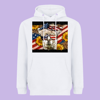 Western 4th Of July Lama Heavyweight Hoodie Designed By Lillyallendesigns
