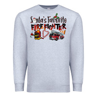 Heather Grey Santa's Favorite Firefighter Premium Sweatshirt - LillyAllenDesigns