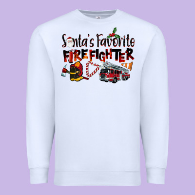 Santa's Favorite Firefighter Premium Sweatshirt Designed By Lillyallendesigns