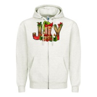 Oatmeal Heather joy christmas with elf bbs Zipper Hoodie - BundleAndBundleShop