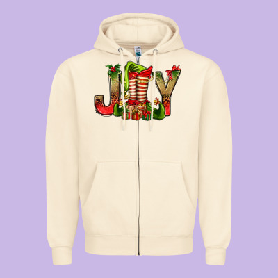 Joy Christmas With Elf Bbs Zipper Hoodie Designed By Bundleandbundleshop