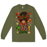 Army Green mimi claus afro messy bun Long Sleeve Tee - texasbilliewilder