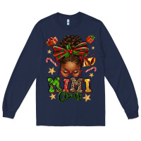 Navy mimi claus afro messy bun Long Sleeve Tee - texasbilliewilder