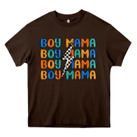 Chocolate Brown boy mama lightning bolt Heavy Core Tee - MaliasSmallBusiness