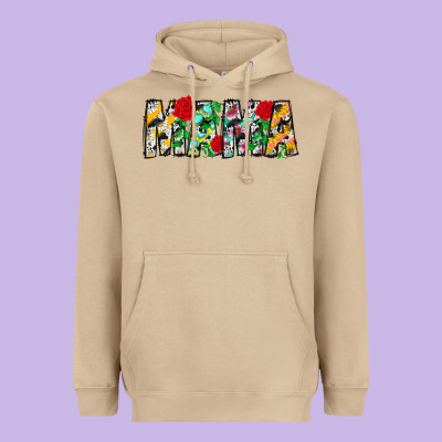 Floral Animal Print Mama Heavyweight Hoodie Designed By Cowhidedigitalart