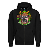 Black St. Patrick's Day cow Zipper Hoodie - FaDigitalArtStudio