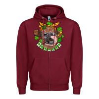 Burgundy St. Patrick's Day cow Zipper Hoodie - FaDigitalArtStudio