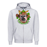 Heather Grey St. Patrick's Day cow Zipper Hoodie - FaDigitalArtStudio
