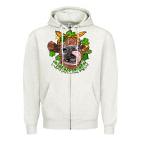 Oatmeal Heather St. Patrick's Day cow Zipper Hoodie - FaDigitalArtStudio