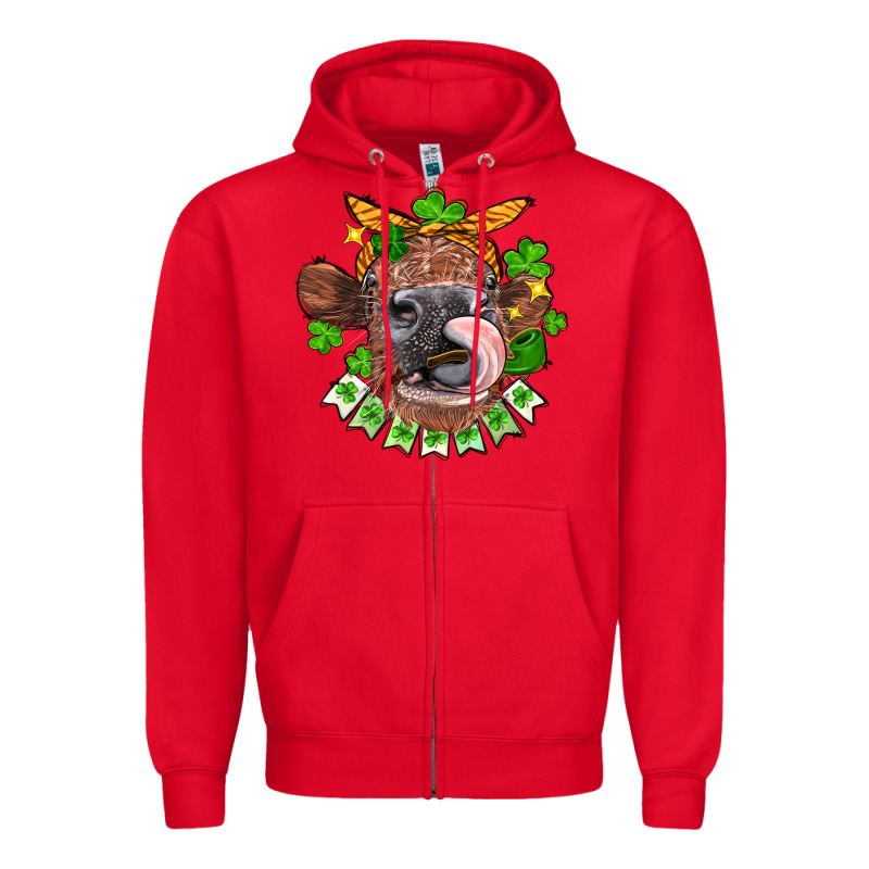 St. Patrick's Day Cow Zipper Hoodie by FaDigitalArtStudio | Teevron