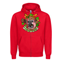 Red St. Patrick's Day cow Zipper Hoodie - FaDigitalArtStudio