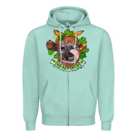 Seafoam St. Patrick's Day cow Zipper Hoodie - FaDigitalArtStudio
