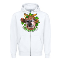 White St. Patrick's Day cow Zipper Hoodie - FaDigitalArtStudio