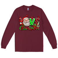 Burgundy love christmas santa Long Sleeve Tee - texasbilliewilder