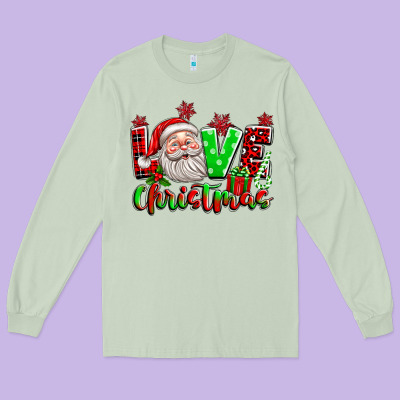 Love Christmas Santa Long Sleeve Tee Designed By Texasbilliewilder