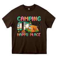 Chocolate Brown camping is my happy place Heavy Core Tee - MaliasSmallBusiness