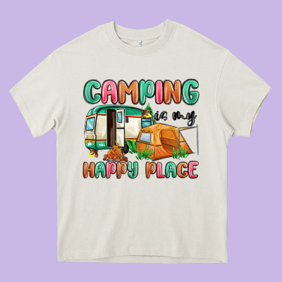 Camping Is My Happy Place Heavy Core Tee Designed By Maliassmallbusiness