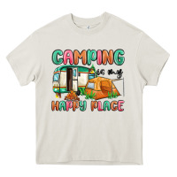 Cream camping is my happy place Heavy Core Tee - MaliasSmallBusiness