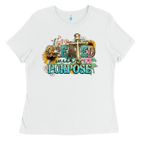 White created with a purpose Ladies Tee - NancyCooperArtShop